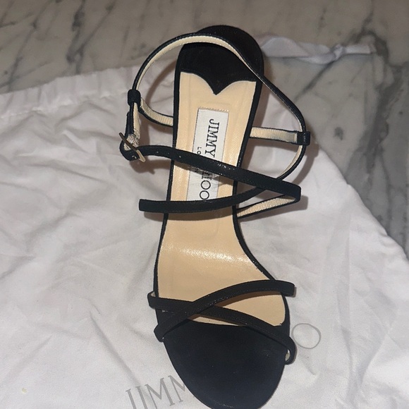 Jimmy Choo Elegant Black Suede Strappy Heels - Picture 9 of 12